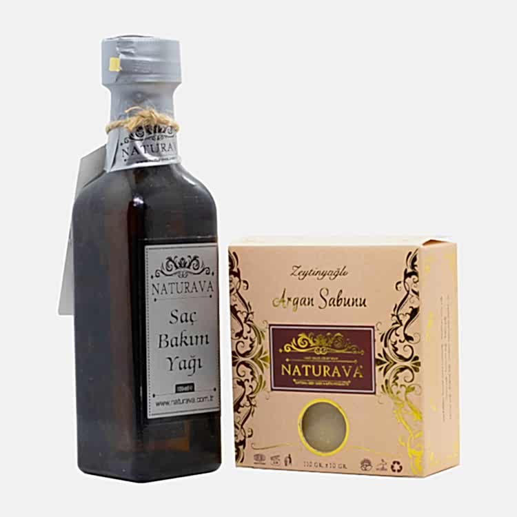 1065 Naturava Doğal Saç Bakım Yağı Argan Sabunu İkili Set	